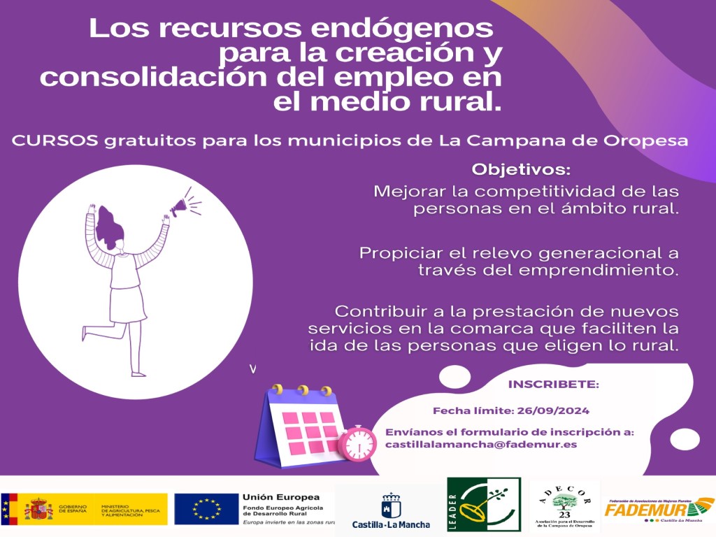 CONVOCATORIA ACCIÓN FORMATIVA “Los recursos endógenos para la creación y consolidación del empleo en el medio rural” CONVOCATORIA ACCIÓN FORMATIVA “Los recursos endógenos para la creación y consolidación del empleo en el medio rural”